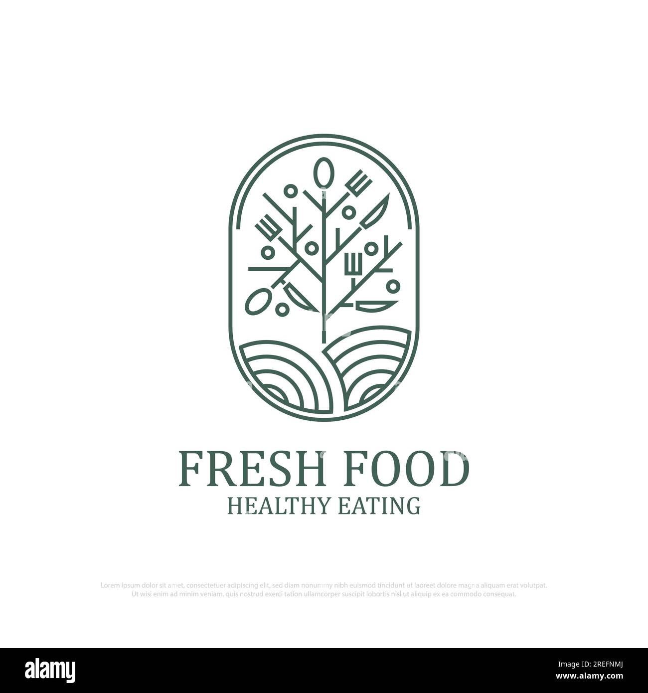 Minimalist Fresh food logo illustration,fresh logo design with outline ...