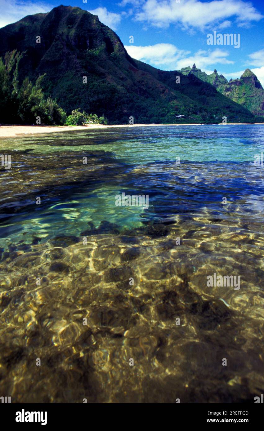 Tunnels Beach on the north shore of Kauai, famed for its excellent