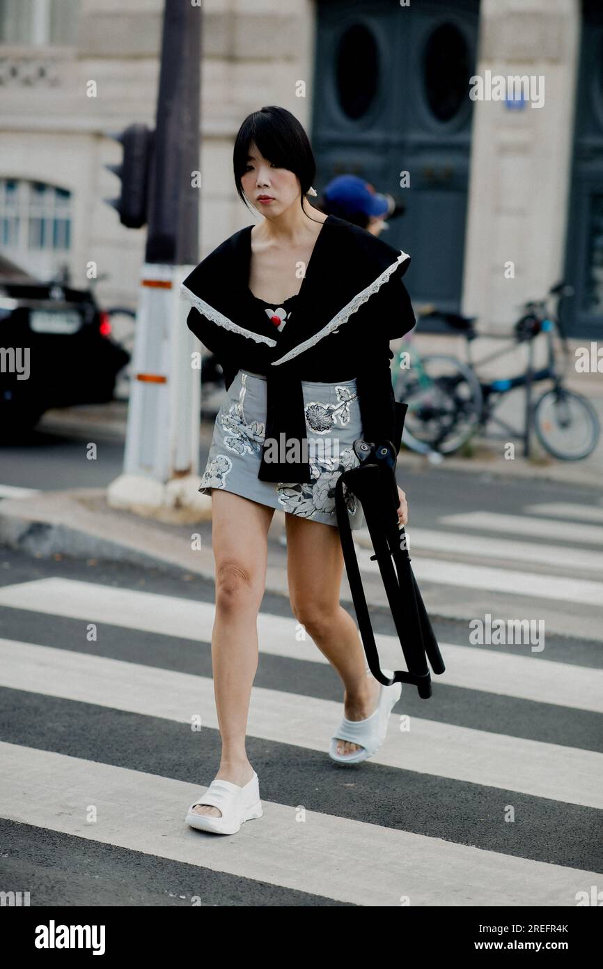 Street style, Susie Lau arriving at Alaia Fall-Winter 2023-2024 Haute