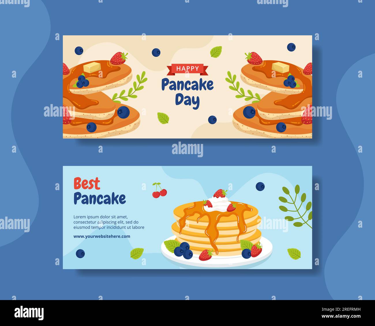 Pancake Day Horizontal Banner Flat Cartoon Hand Drawn Templates