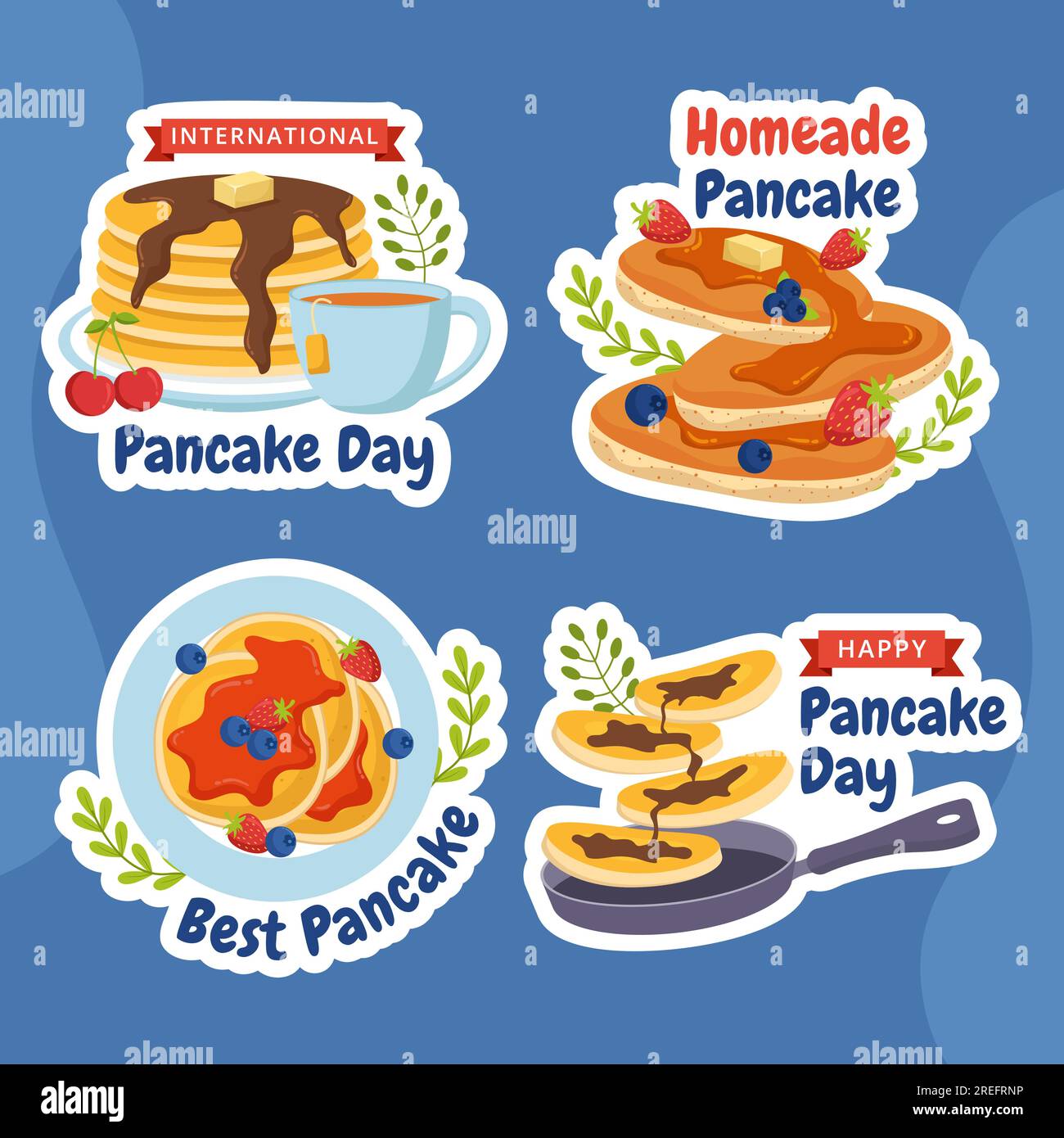 Pancake Day Label Flat Cartoon Hand Drawn Templates Background