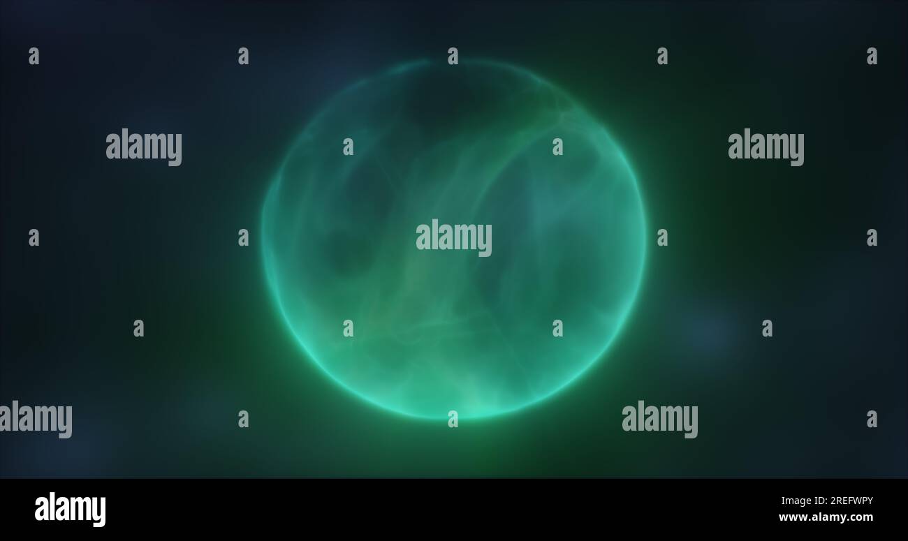 Abstract green energy sphere round glowing magical digital futuristic ...