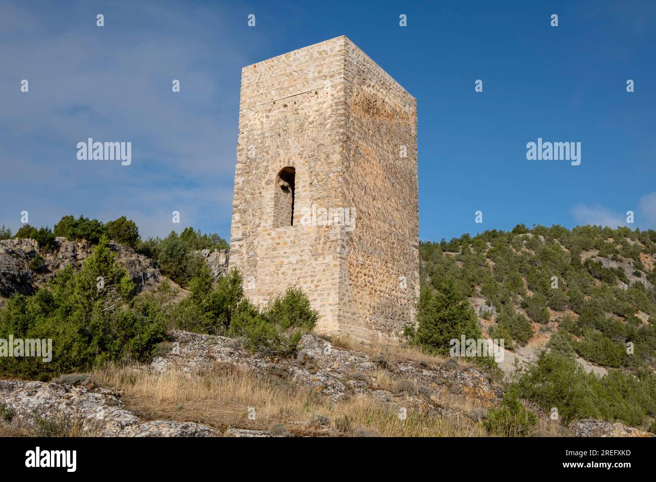 Tower of Islamic origin, Chaorna, Soria, autonomous community of Castilla y León, Spain, Europe Stock Photo