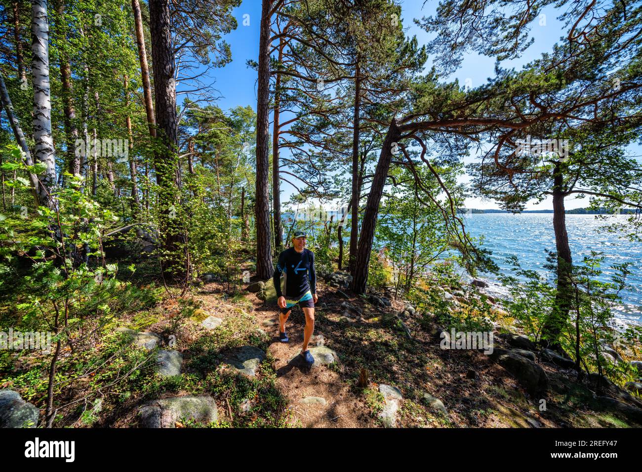 Having a walk at Malkasaari island, Helsinki, Finland Stock Photo