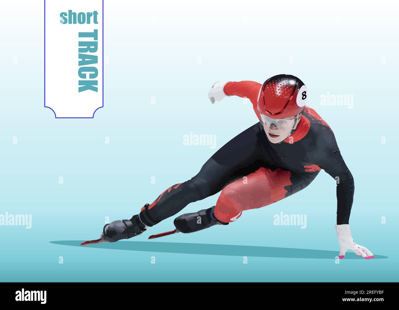 Short Track Speed Skating. 3d vector color illustration Stock Vector