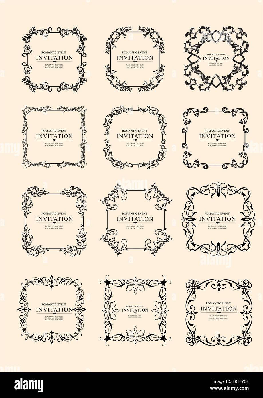 Set of ornate vector frames and ornaments with sample text. Perfect as ...
