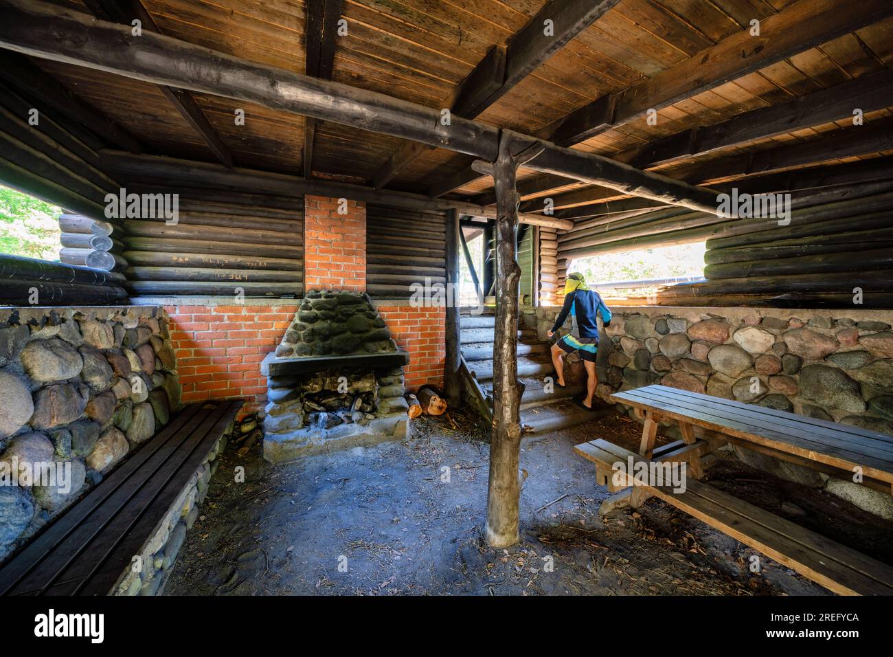 A cooking shelter at Malkasaari island, Helsinki, Finland Stock Photo