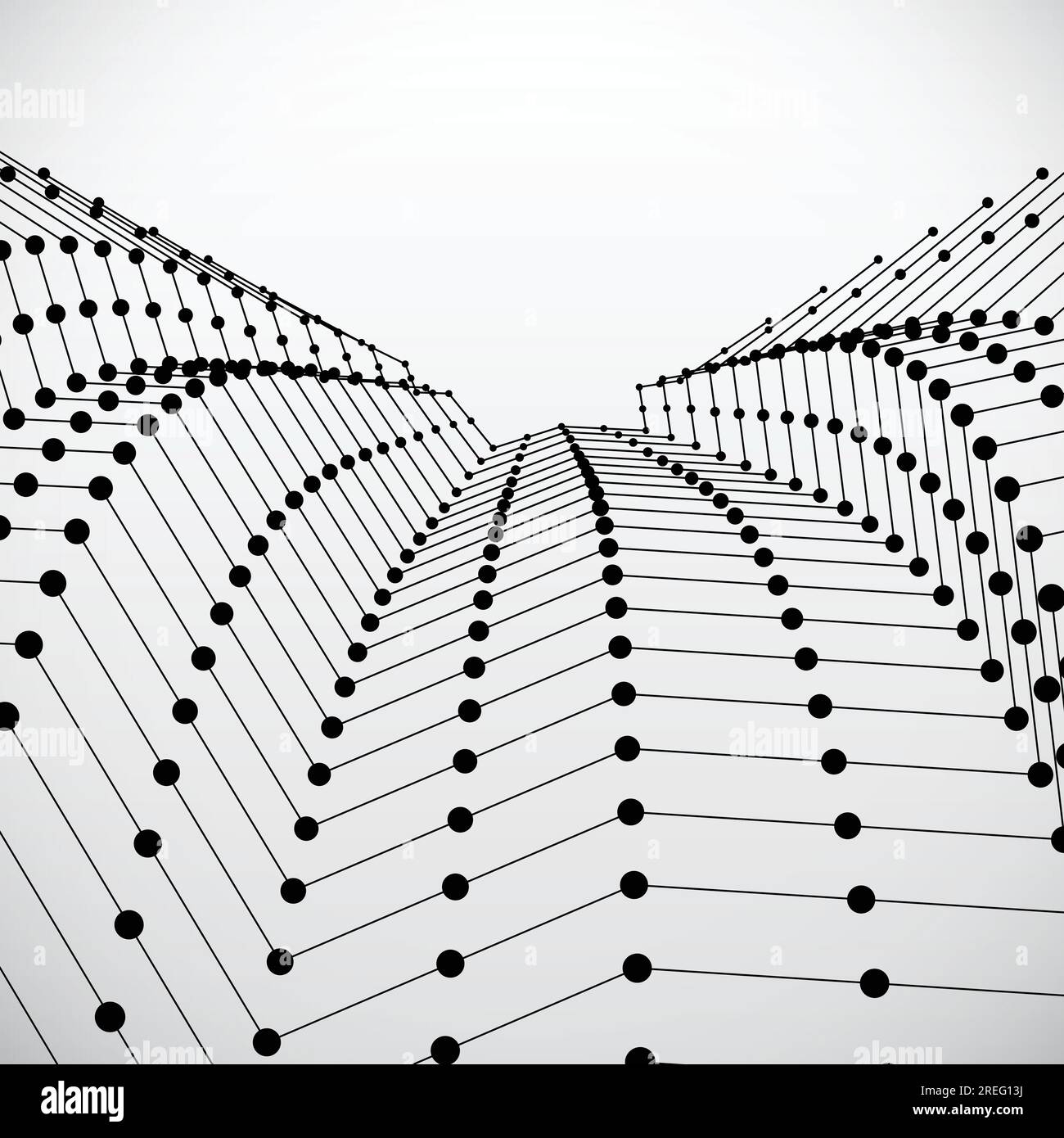 Wavy grid made of connected dots Stock Vector