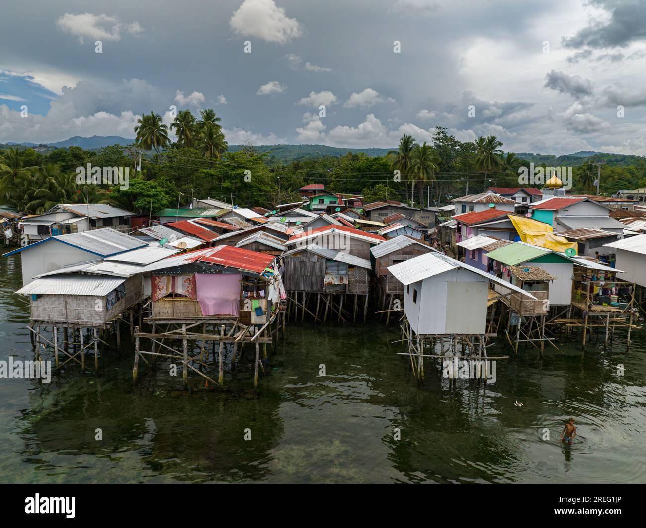 Squatter Stilt Houses of fishermen over the sea in Zamboanga del Sur. Mindanao, Philippines. Stock Photo