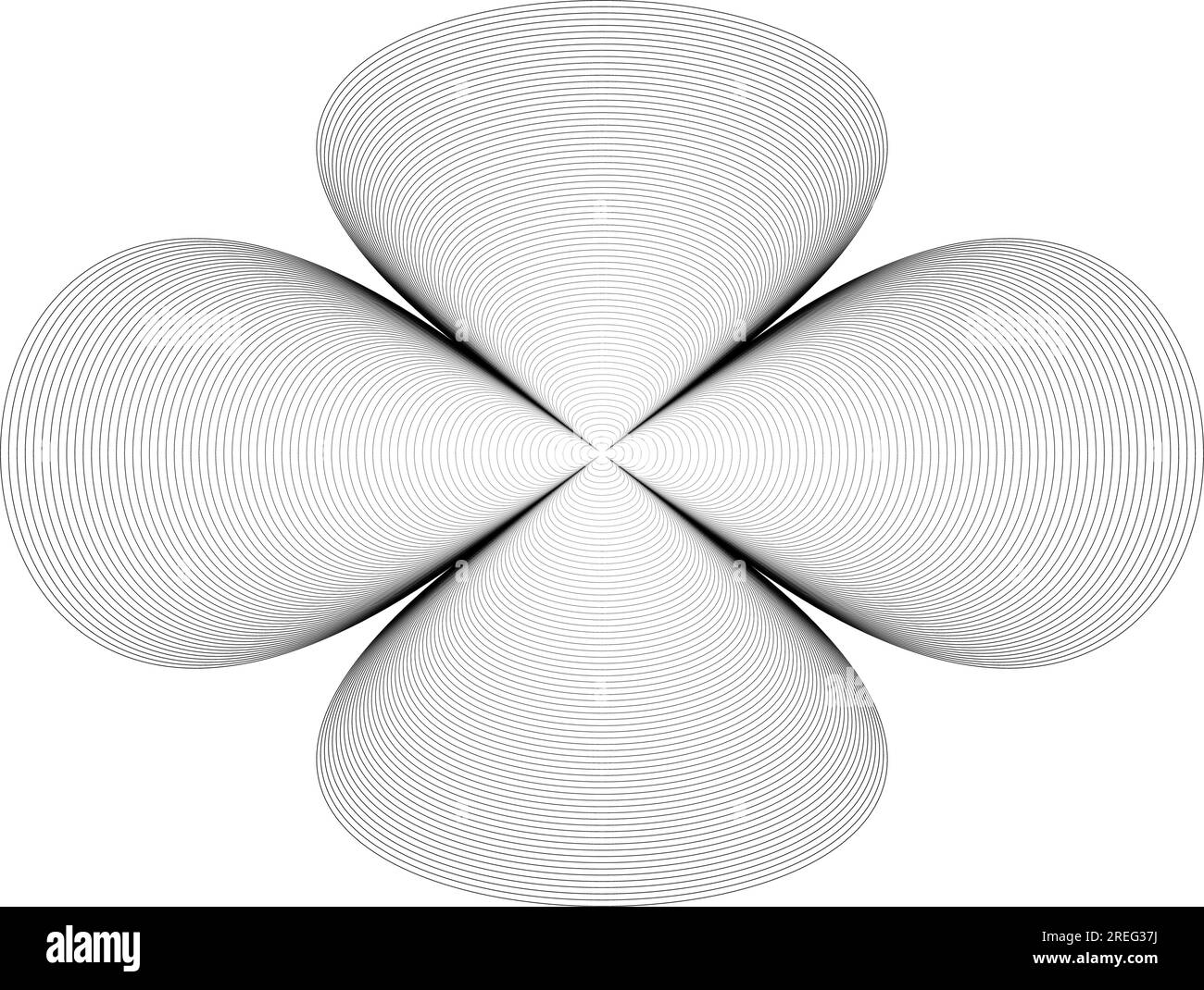 Black lines pattern in clover form isolated on white background. For design elements in concept of technology, science or modern. Stock Vector