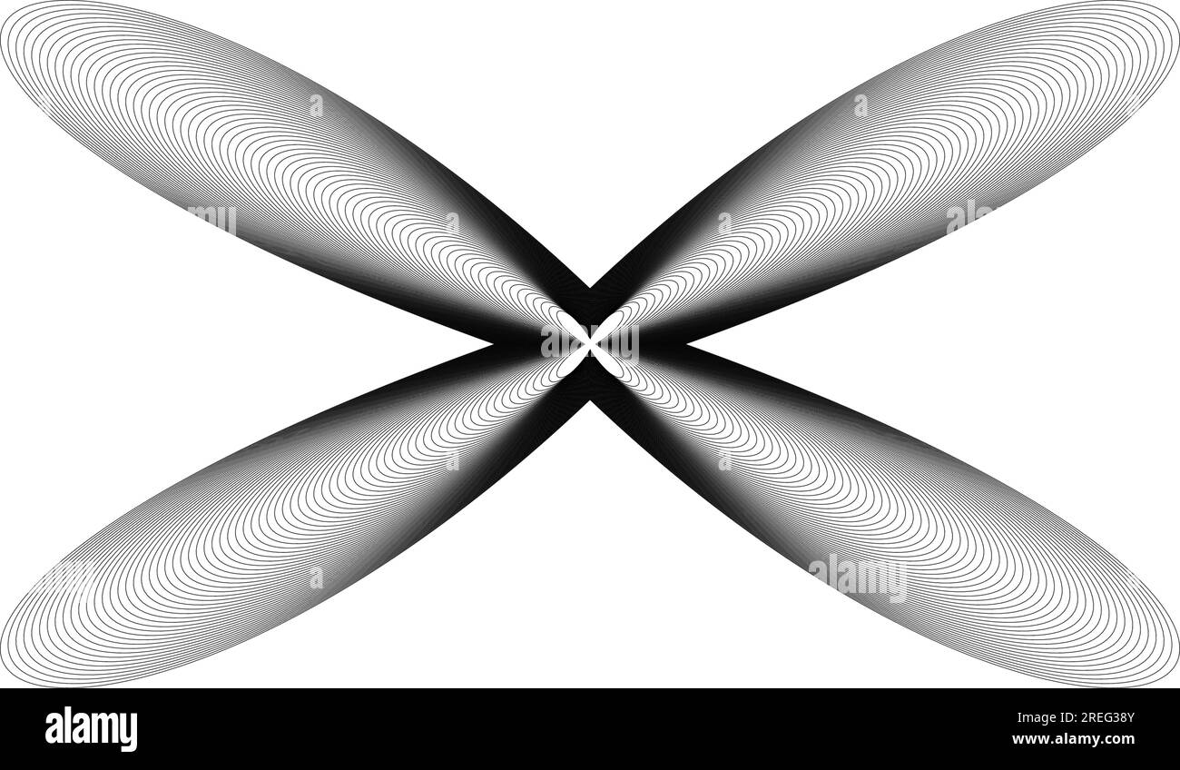 Black lines pattern in propeller form isolated on white background. For design elements in concept of technology, science or modern. Stock Vector