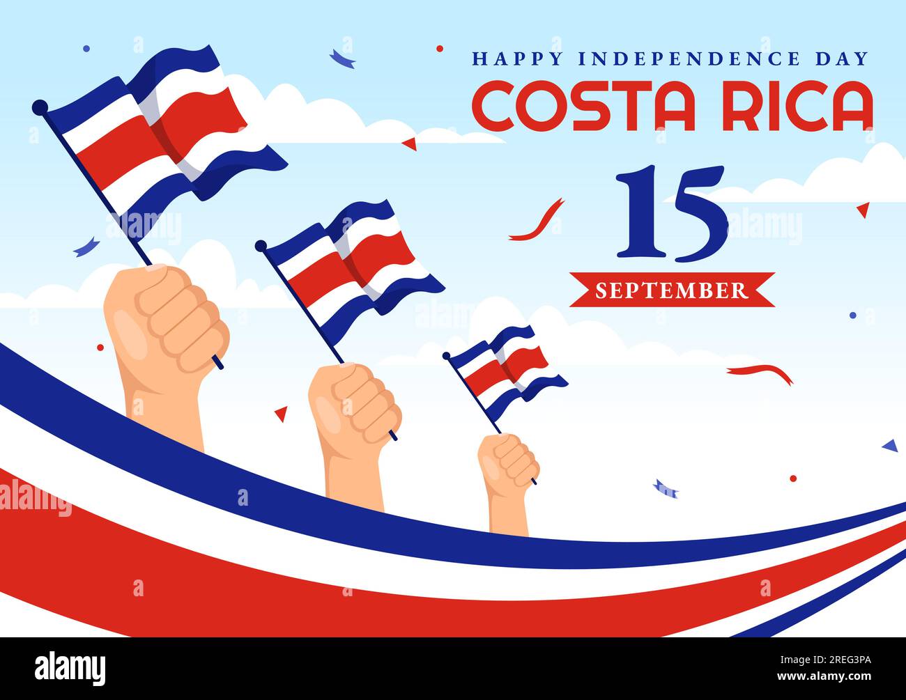 Happy Independence Day of Costa Rica Vector Illustration on September 15 with Waving Flag