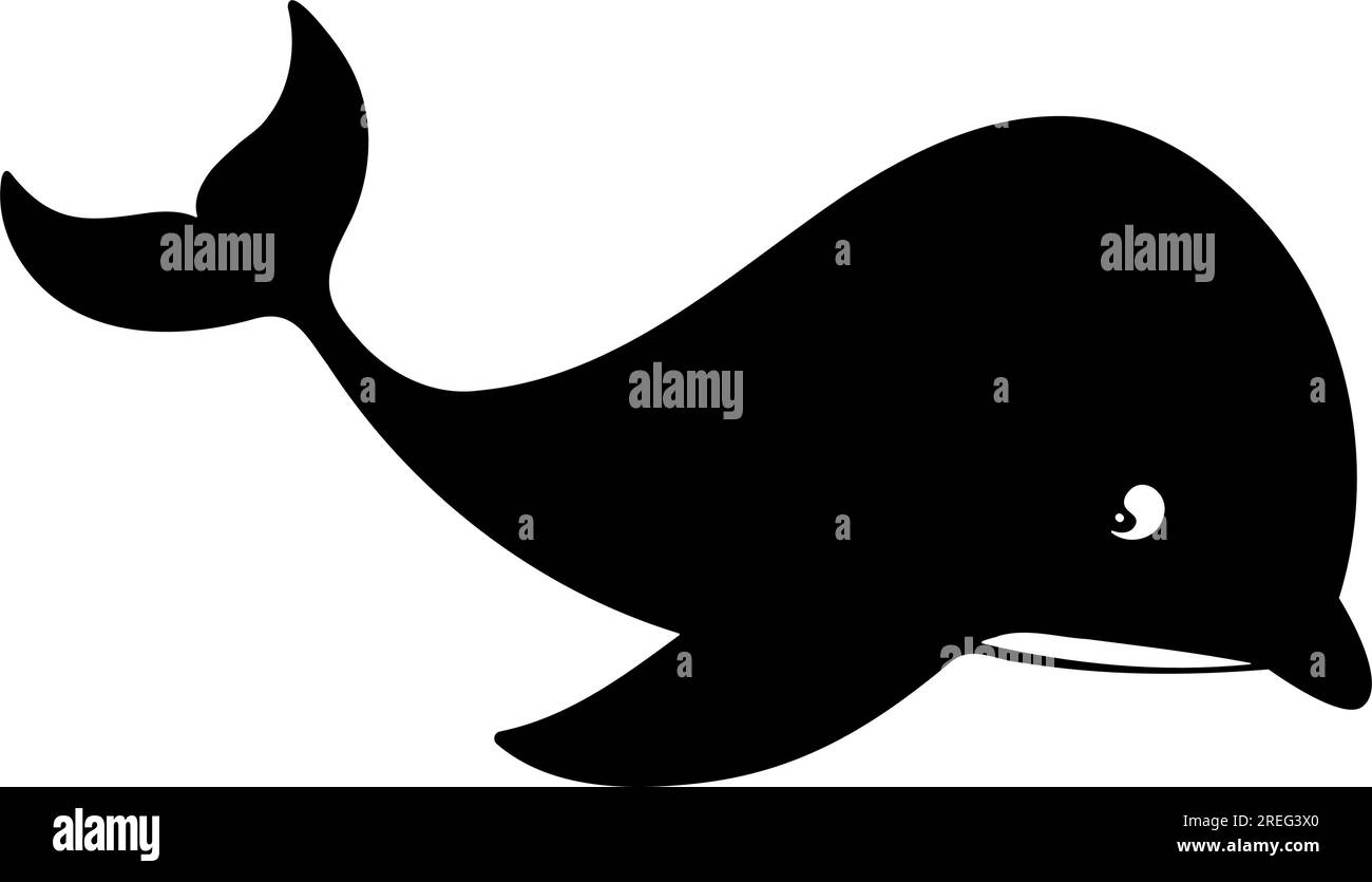 Cute Whale silhouette isolated. vector illustration Stock Vector