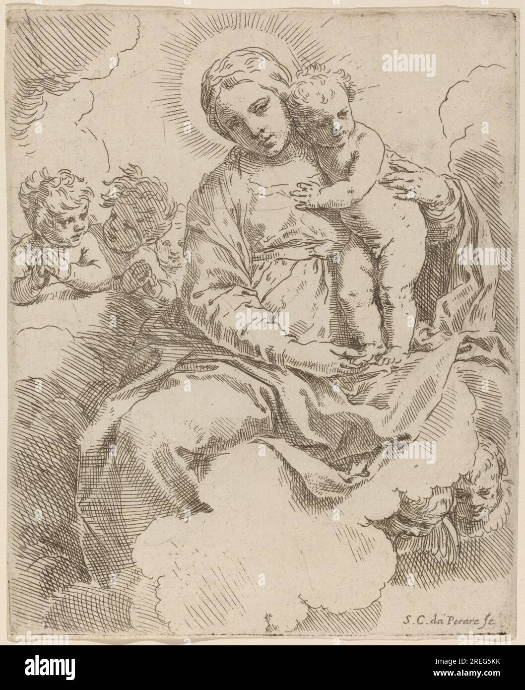 'Simone Cantarini, The Virgin and Child, etching in gray, Ailsa Mellon Bruce Fund, 1971.37.20' Stock Photo