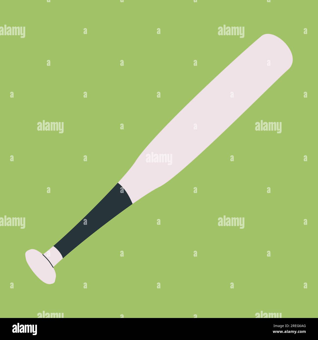 beisball bat icon with long shadow, green backdrop Stock Vector