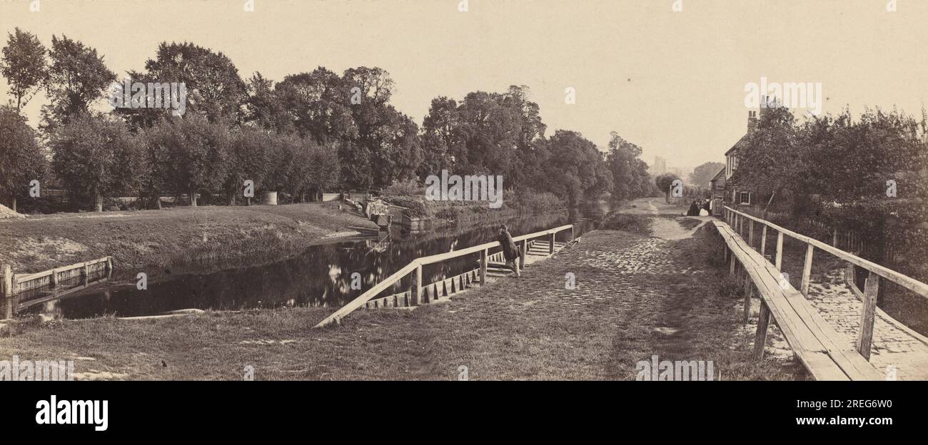 'Victor Albert Prout, Windsor Lock, 1862, albumen print, image: 11.2 x 27.1 cm (4 7/16 x 10 11/16 in.) mount: 30.5 x 38.4 cm (12 x 15 1/8 in.), Gift of Charles Isaacs and Carol Nigro, 2006.169.30' Stock Photo