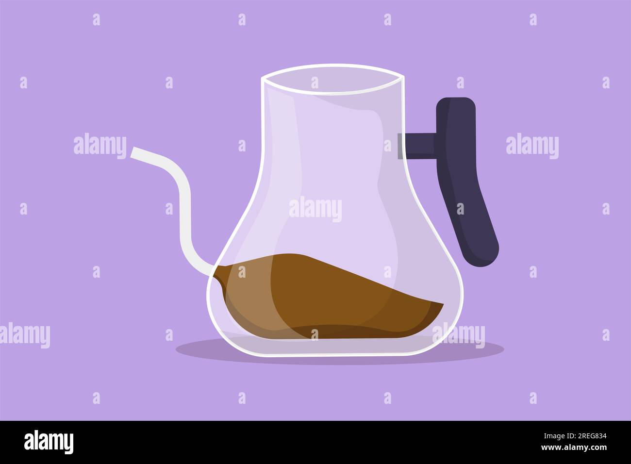Cartoon flat style drawing stylized coffeepot logotype, template, label