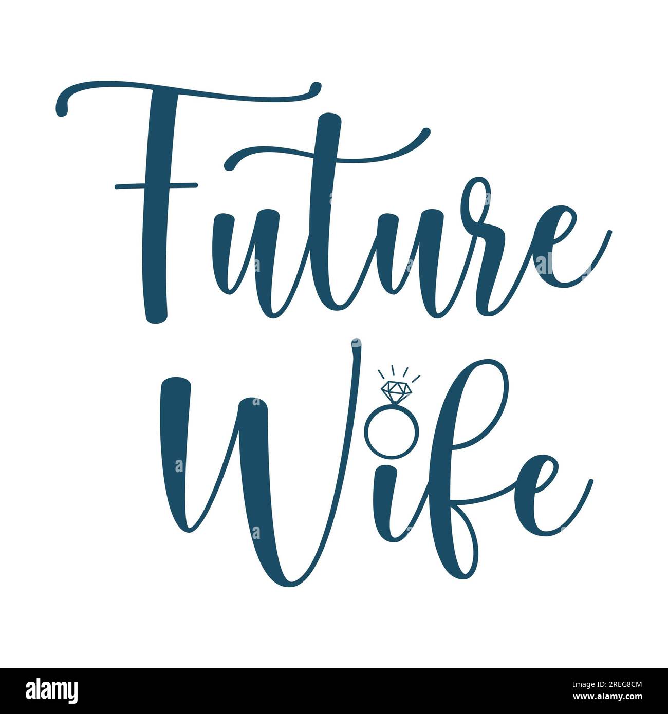 Future wife with engagement diamond ring on white background. Isolated