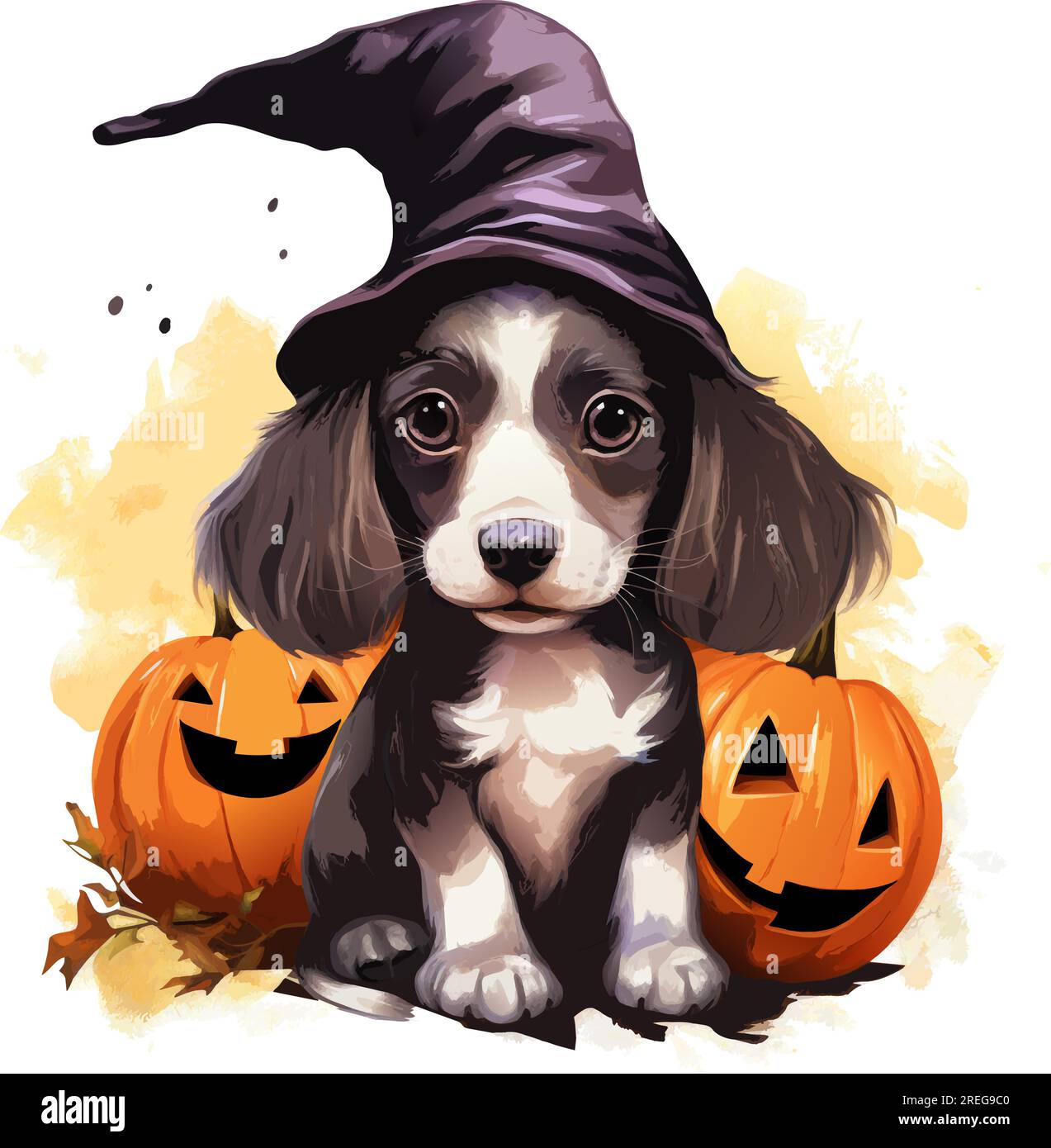 vector cute dog with hat. smiling halloween pumpkins with dog ...