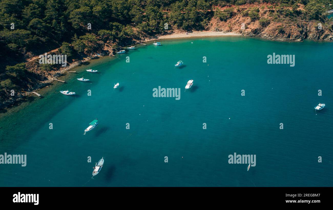 Antalya Turkey Suluada is one of the most beautiful destinations in Adrasan reached only via boat. Inside the island there is a source of fresh water. Stock Photo