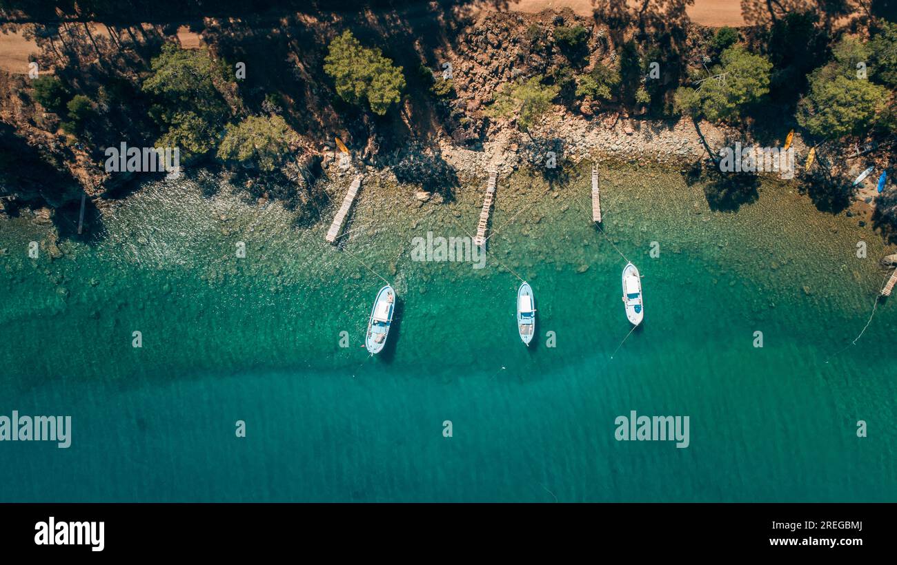Antalya Turkey Suluada is one of the most beautiful destinations in Adrasan reached only via boat. Inside the island there is a source of fresh water. Stock Photo