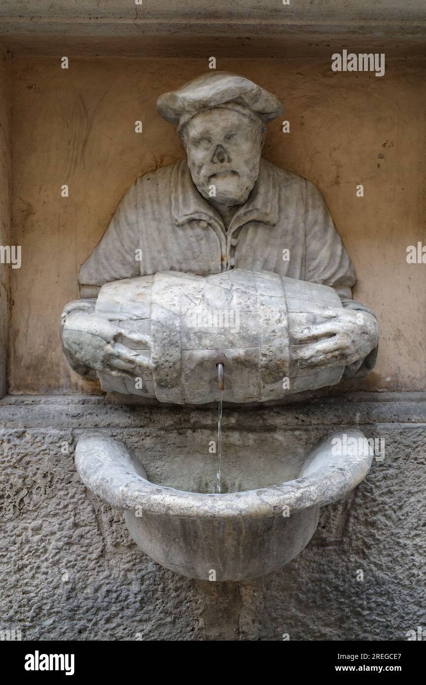 Rome, Italy - 26 Nov, 2022: Fontana del Facchino - Fountain of the Laborer - by Jacopo Del dating back to 1580 Stock Photo