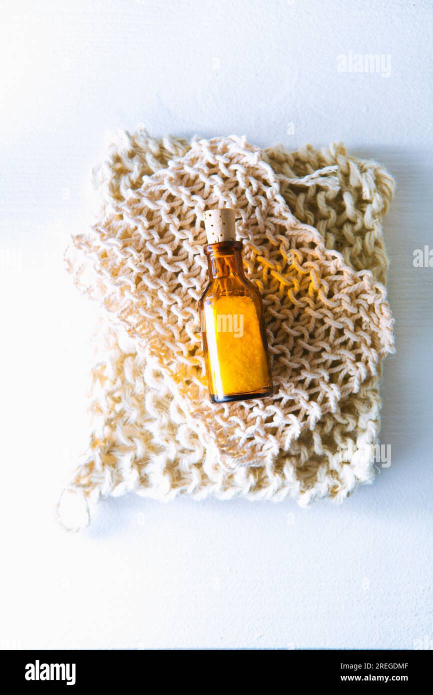 Ecologically friendly cleaning rags and baking soda Stock Photo
