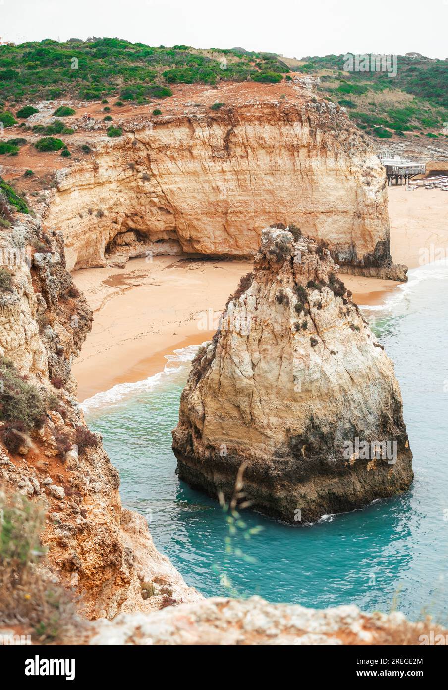 Viewpoint of the beach and Arch at Praia da Marinha, Algarve, Portugal