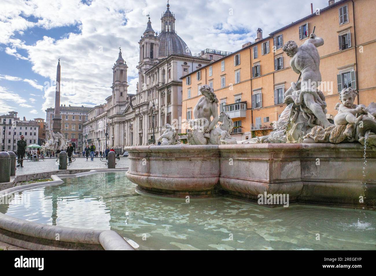 Rome, Italy - 27 Nov, 2022: Fountain of Neptune, Piazza Navona, Rome Stock Photo