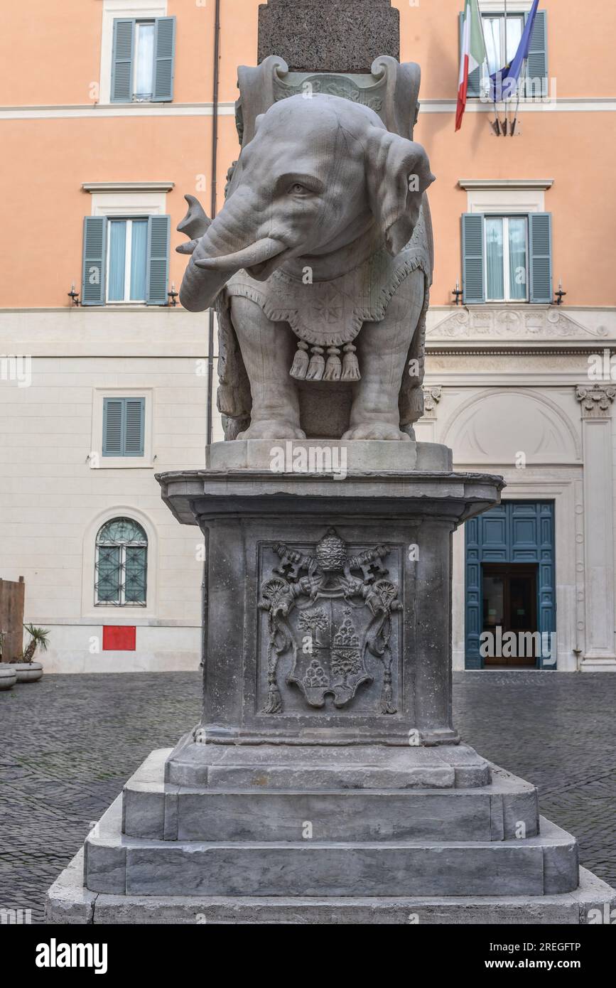 Rome, Italy 26 Nov, 2022 The Elephant & Obelisk of Minerva (Obelisco
