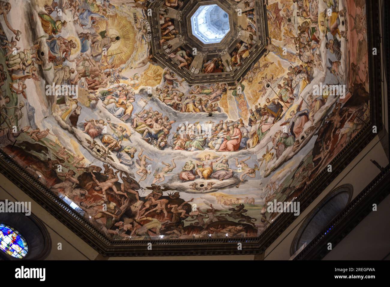 Florence, Italy - 21 Nov, 2022: 'The Last Judgement' painting on the ceiling of the Duomo, Florence Stock Photo