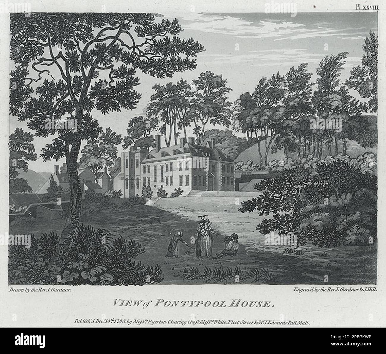 View of Pontypool House 1793 by John Gardnor Stock Photo Alamy