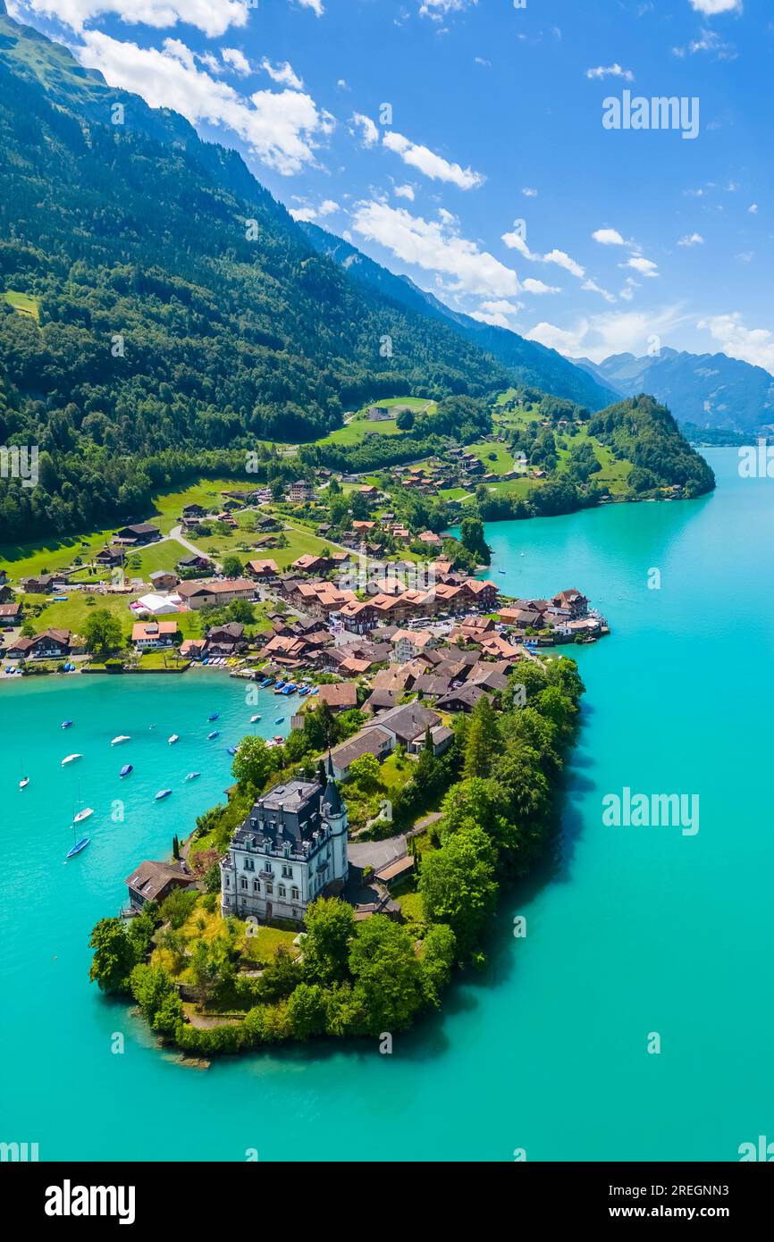 Aerial View Of The Village Of Iseltwald On Lake Brienz Iseltwald Lake Aerial View Of The Village Of Iseltwald On Lake Brienz Iseltwald Lake