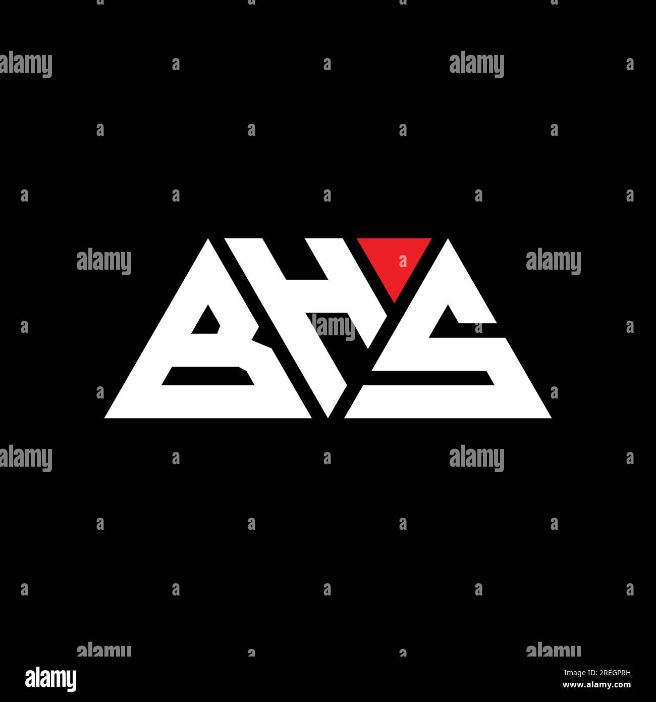 BHS triangle letter logo design with triangle shape. BHS triangle logo