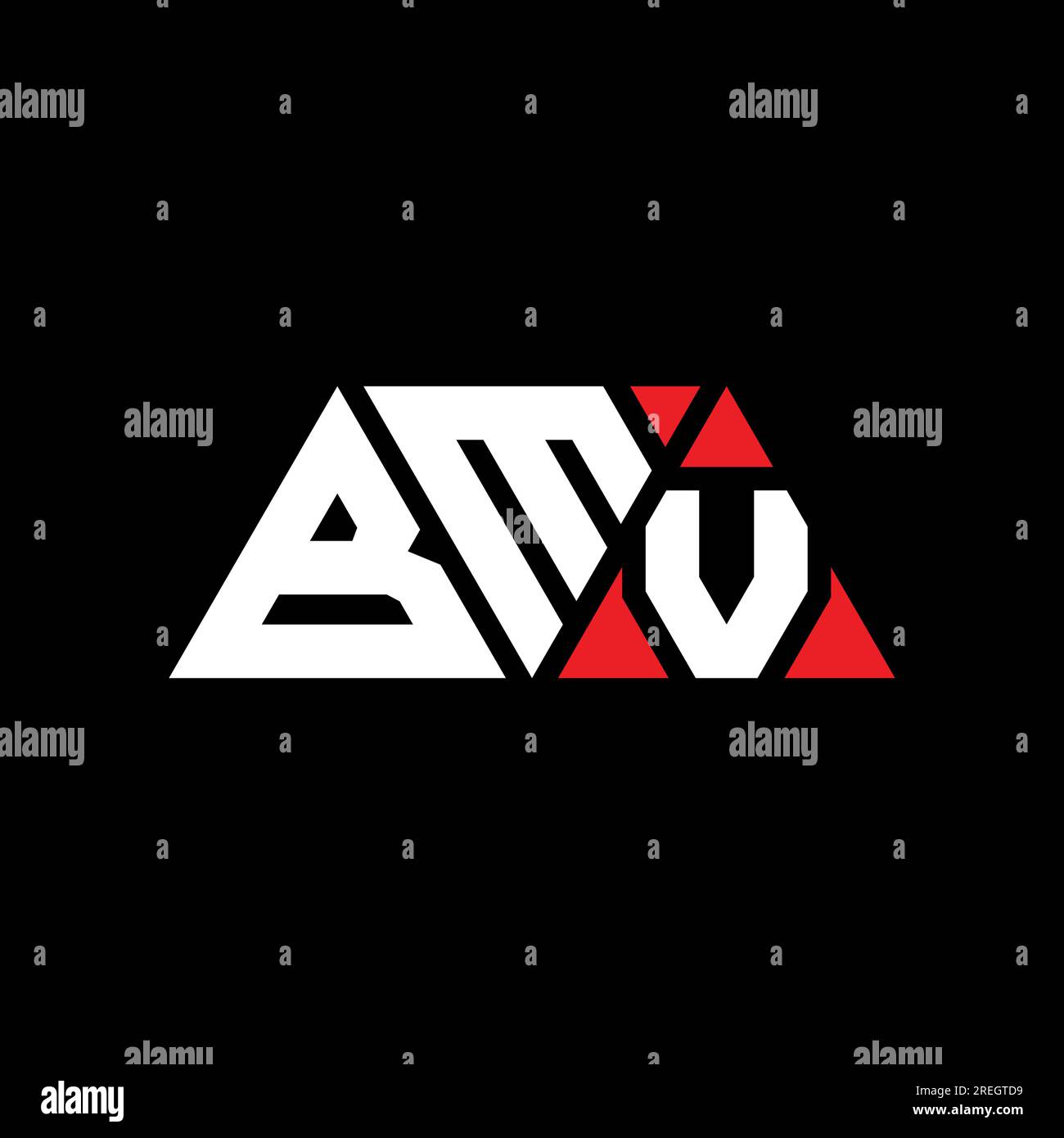 BMV triangle letter logo design with triangle shape. BMV triangle logo design monogram. BMV triangle vector logo template with red color. BMV triangul Stock Vector