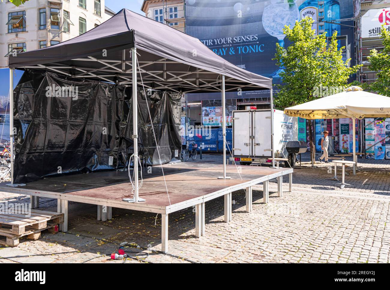 Stage for festival concert in downtown Copenhagen, Denmark Stock Photo