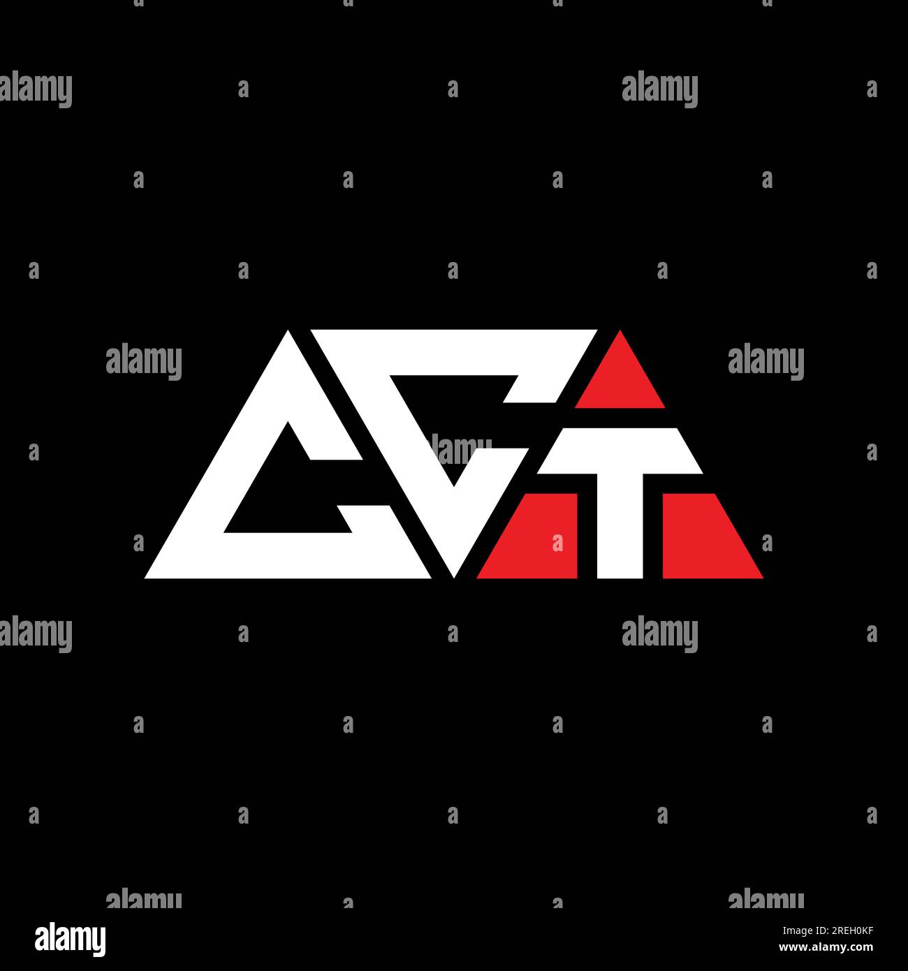 CCT triangle letter logo design with triangle shape. CCT triangle logo design monogram. CCT triangle vector logo template with red color. CCT triangul Stock Vector
