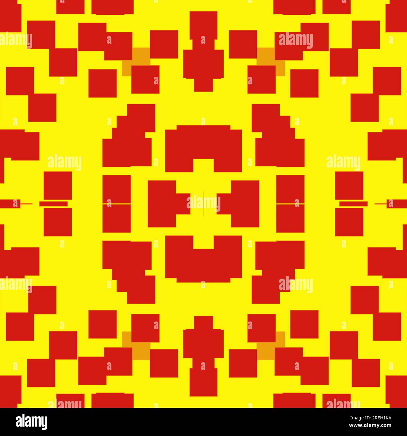 Delicate red square dots on yellow background seamless pattern. Soft abstract geometric pattern. Dots specks, flecks, stains seamless pattern Stock Photo