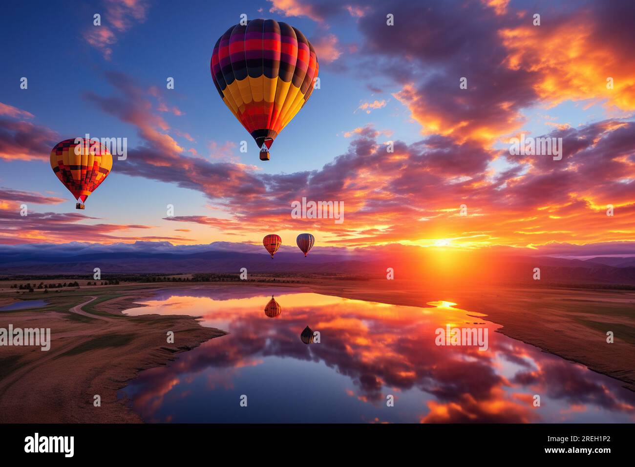 Hot air balloons in the sky Stock Photo