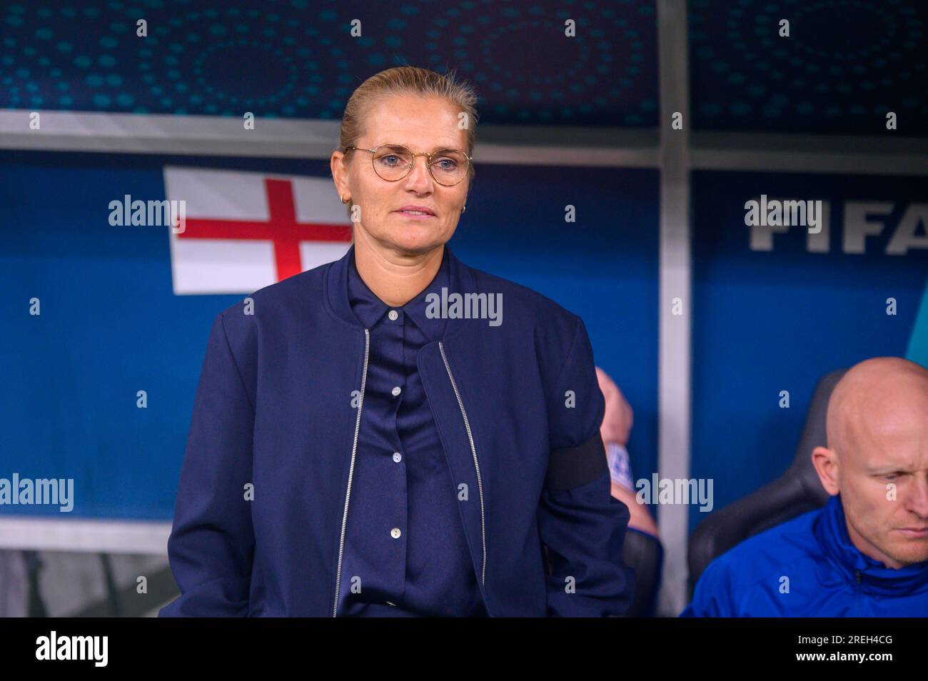 Sydney, Australia. 28th July, 2023. Sarina Wiegman England manager during the FIFA Women's World Cup 2023 match between England Women and Denmark Women at Allianz Stadium, Sydney, Australia on 28 July 2023. Photo by Richard Nicholson. Editorial use only, license required for commercial use. No use in betting, games or a single club/league/player publications. Credit: UK Sports Pics Ltd/Alamy Live News Stock Photo