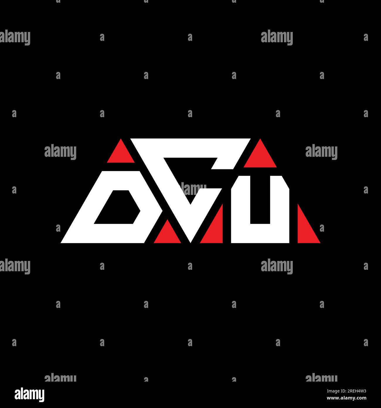 DCU triangle letter logo design with triangle shape. DCU triangle logo