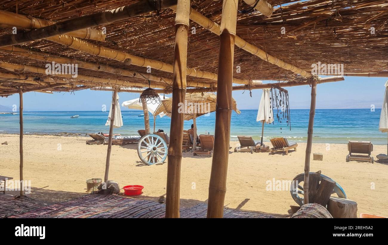 Nuweiba or Nueiba نويبع, is a popular resort coastal town in the eastern part of Sinai Peninsula, Egypt, located on the coast of the Gulf of Aqaba. Stock Photo