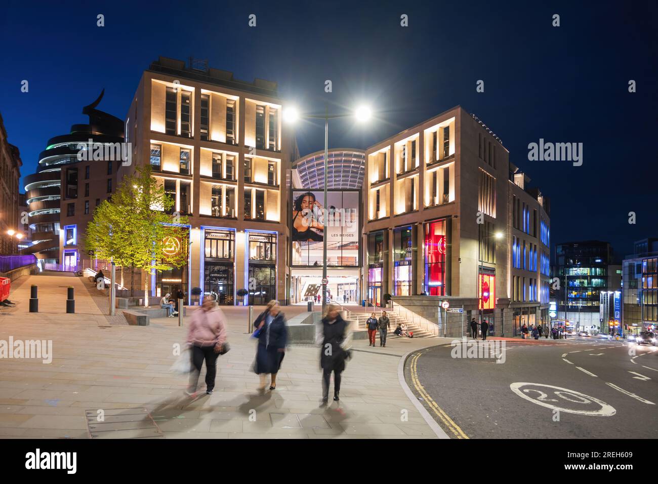 St James Quarter retail shopping centre and residential development at night in city of Edinburgh, Scotland, UK. Stock Photo