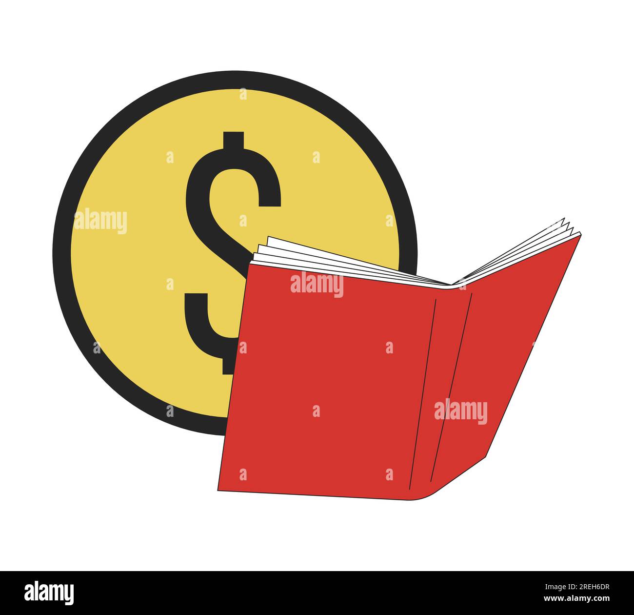 Accounting book flat line concept vector spot illustration Stock Vector