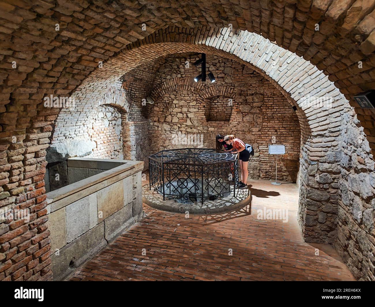 Bratislava, Slovakia - 28 June 2023: water well at the castle of ...