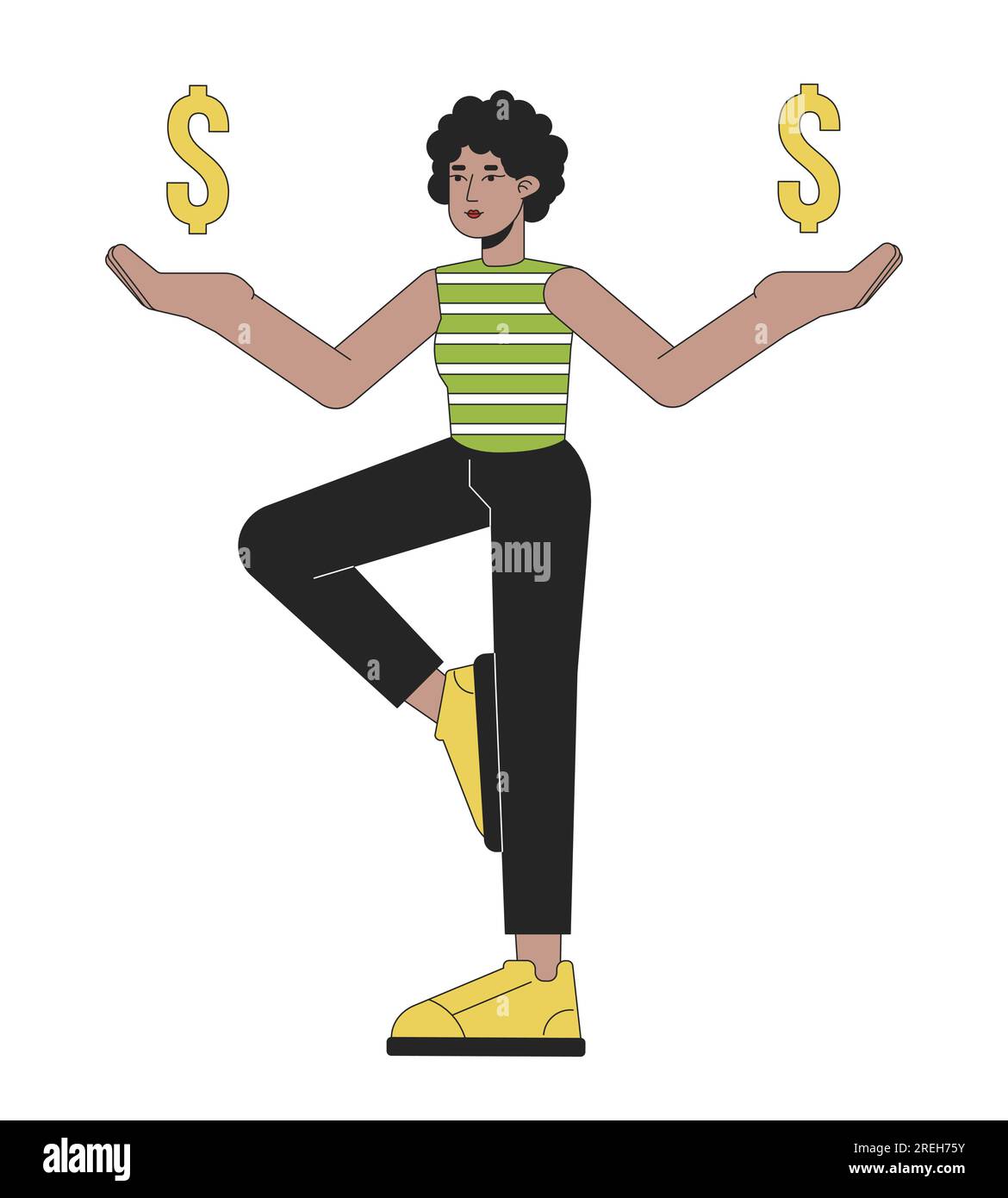 Balancing dollar finances flat line color vector character Stock Vector
