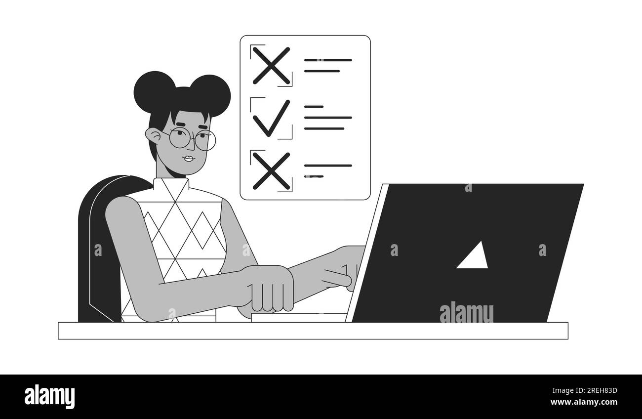 Work Checklist For Freelancer Bw Concept Vector Spot Illustration Stock