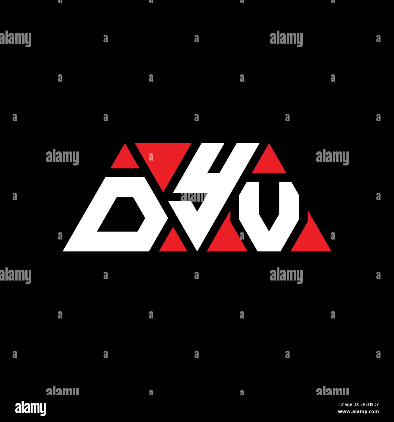 DYV triangle letter logo design with triangle shape. DYV triangle logo design monogram. DYV triangle vector logo template with red color. DYV triangul Stock Vector