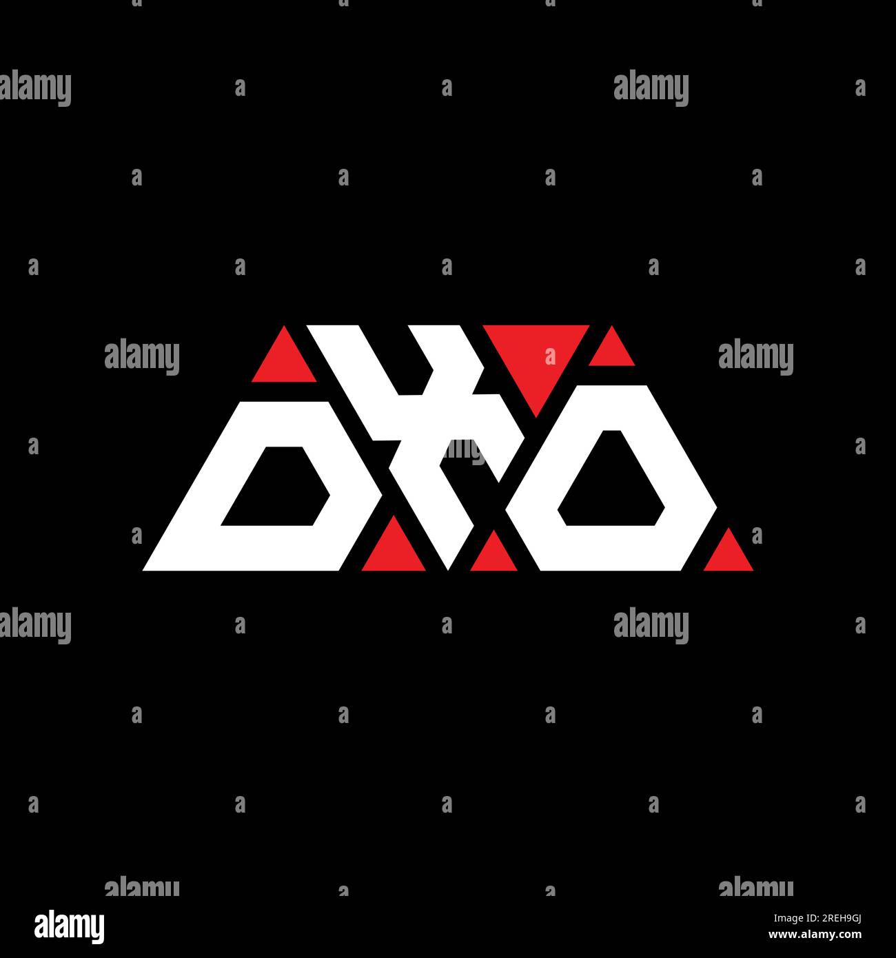 DXO triangle letter logo design with triangle shape. DXO triangle logo design monogram. DXO triangle vector logo template with red color. DXO triangul Stock Vector