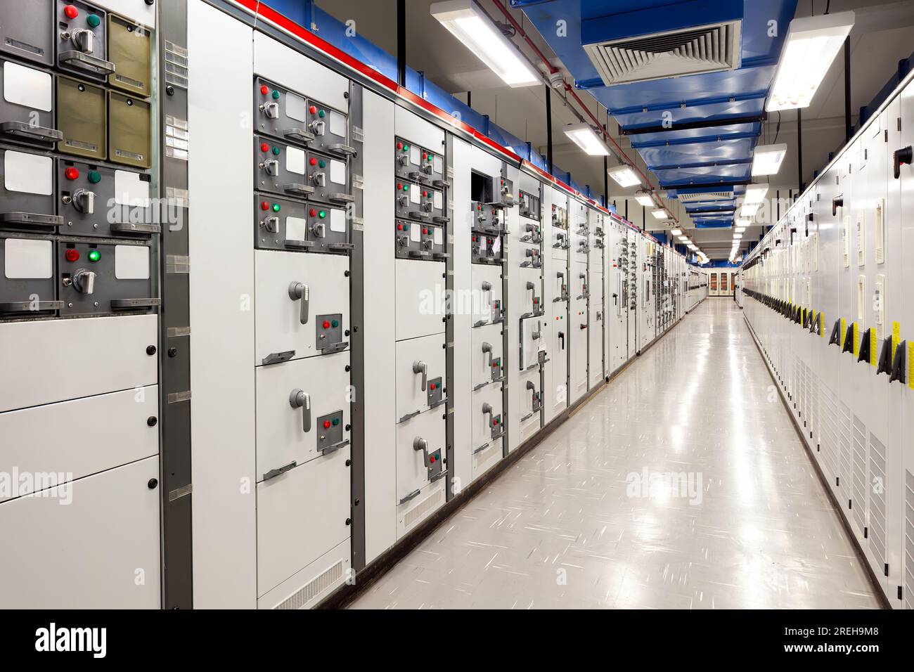 Perspective of an electrical switchgear room Stock Photo Alamy